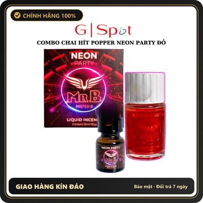 (Che Tên) Combo Popper Neon Party Đỏ Dạ Quang 40ml + 10ml Giao Nhanh Toàn Quốc