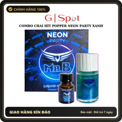 (Che Tên) Combo Popper Neon Party Xanh Dạ Quang 40ml + 10ml Bảo Mật Tuyệt Đối