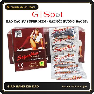 (Che Tên) Bao Cao Su Super Men 120 Cái Chính Hãng, Gai Nổi Hương Bạc Hà Hỗ Trợ 24/7