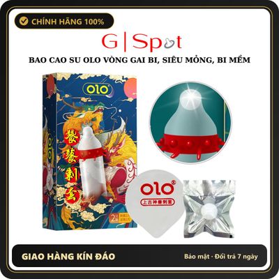(Che Tên) Bao Cao Su OLO Rồng Lộn Vòng Gai Bi, Bcs Siêu Mỏng 0.01mm + Bi Mềm Silicon Hộp Trắng Kín