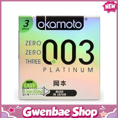 Bao cao su Okamoto 0.03 Platinum - Siêu mỏng, không mùi - Hộp 3 cái - Gwen Shop Chính Hãng