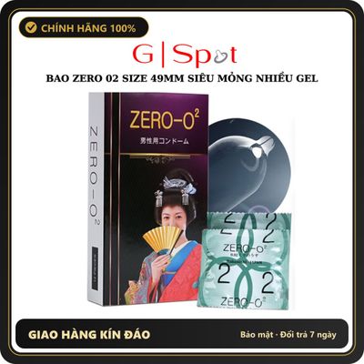 (Che Tên) Bao Cao Su Nhật Bản Zero O2 Size 49mm Siêu Mỏng Nhiều Gel - Hộp 12 Cái Hỗ Trợ 24/7