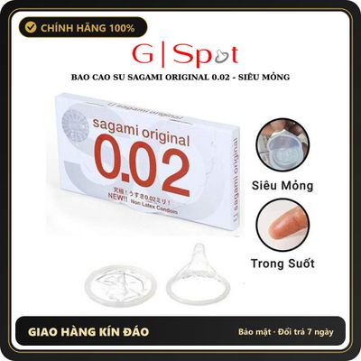 (Che Tên) Bao Cao Su Sagami Original 0.02 - Siêu Mỏng Nhiều Gel - Hộp 2 Cái Chuẩn Auth