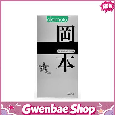 Bao cao su Okamoto Skinless Skin Vanilla - Hương vani, mềm mại - Hộp 10 cái - Gwen Shop Chính Hãng