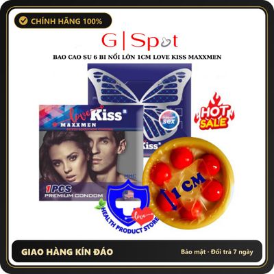 (Che Tên) Bao Cao Su 6 Bi Nổi Lớn 1CM Love Kiss Maxxmen Prolong - Bi Chắc Nhiều Gel Chuẩn Auth