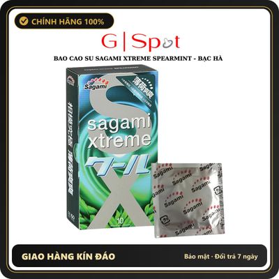 (Che Tên) Bao Cao Su Sagami Xtreme Spearmint – Siêu Mỏng, Kéo Dài, Hương Bạc Hà - Hộp 10 cái Hỗ Trợ 24/7