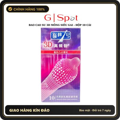 (Che Tên) Bao Cao Su 3D Mỏng Siêu Gai Kích Thích Tăng Cảm Giác Cho Nữ - Hộp 10 Cái 310748 - Hàng Mới Về