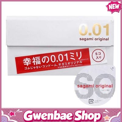 Bao cao su Sagami Original 0.01 - Siêu siêu mỏng 0.01mm - Hộp 5 cái - Gwen Shop Chính Hãng