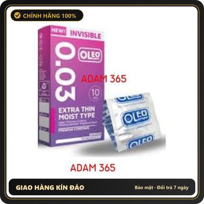 (Che Tên) Bao cao su Oleo Invisible 0.03 Extra Thin – hộp 10 chiếc, siêu mỏng, trơn Bảo Mật Tuyệt Đối