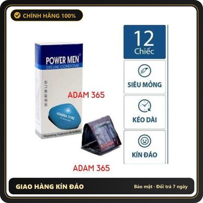 (Che Tên) Bao Cao Su Powermen Siêu Mỏng Kéo Dài Thời Gian Hộp Trắng Kín