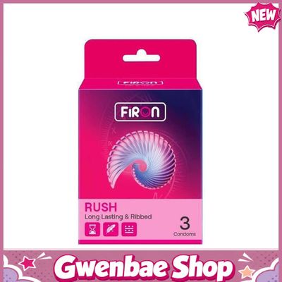 Bao cao su Firon Rush - Gân sọc, điểm nổi, kéo dài thời gian - Hộp 3 cái - Gwen Shop Chính Hãng