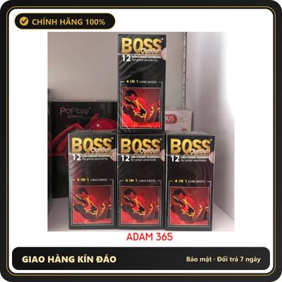 (Che Tên) Bao cao su Boss 4in1 Long Shock hộp 12 kéo dài thời gian chính hãng Cao Cấp Bảo Đảm