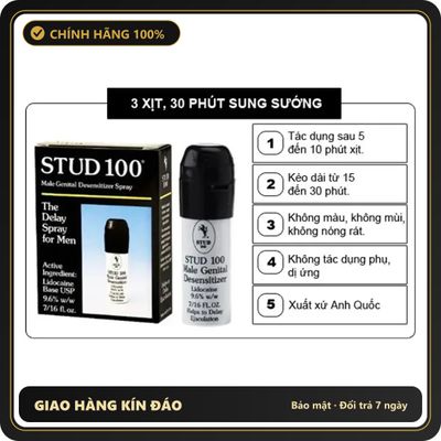 (Che Tên) Xịt Stud 100 Giúp Kéo Dài Thời Gian Cho Nam 12ml 310709 Bảo Mật Tuyệt Đối