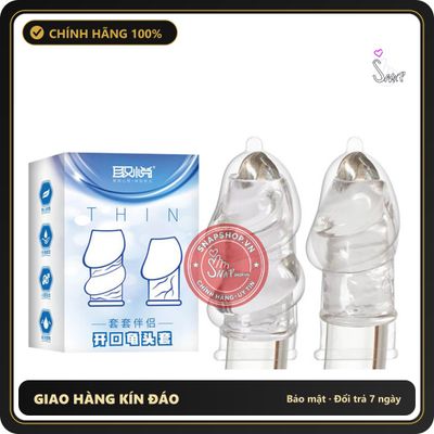 (Che Tên) () Bao cao su đôn dên Aichao Thin Xanh Hở quy đầu Chính Hãng [Mã CK-SP902659-01] Hỗ Trợ 24/7