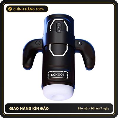 (Che Tên) Âm đạo giả thụt hút đa tần cao cấp có tay cầm Power Play Cup Sokoot [Mã TOY-10082] Chuẩn Auth