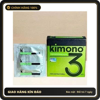 (Che Tên) Bao cao su Kimono Sakura Green siêu mỏng trơn, siêu nhẹ, kéo dài thời gian – Hộp 3 bao Giao Nhanh Toàn Quốc