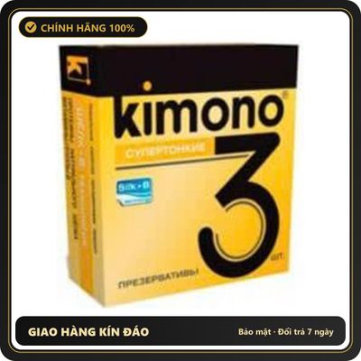 (Che Tên) Bao cao su Kimono Gold siêu mỏng, siêu nhẹ mang lại cảm giác chân thật – Hộp 3 bao - Hàng Mới Về