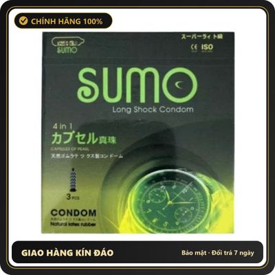 (Che Tên) Bao cao su Sumo Nhật Bản siêu mỏng, gân gai, kéo dài thời gian – Hộp 3 bao Hỗ Trợ 24/7