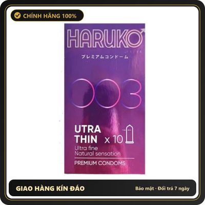 (Che Tên) Bao cao su Haruko Hương chuối Siêu mỏng mang lại cảm giác chân thật - Hộp 10 bao Hỗ Trợ 24/7