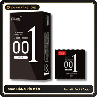 (Che Tên) Bao cao su siêu mỏng 001 JUNCAI 001 G-Spot Black nhiều gel gai liti kéo dài thời gian quan hệ - Hộp 10 bao Bảo Mật Tuyệt Đối
