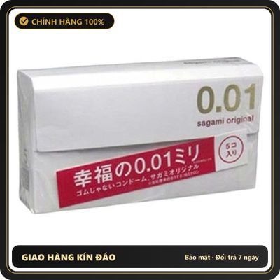 (Che Tên) Bao cao su Sagami 001 siêu mỏng từ Nhật Bản mang lại cảm giác chân thật - Hộp 5 bao Hỗ Trợ 24/7