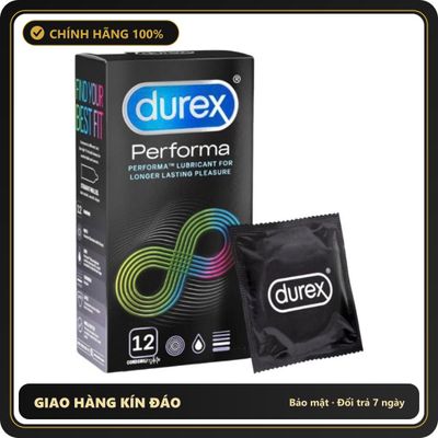 (Che Tên) Bao cao su Durex Perfoma chính hãng, cao cấp, kéo dài thời gian quan hệ - Hộp 10 bao ( Full VAT + tem phụ ) Cao Cấp Bảo Đảm