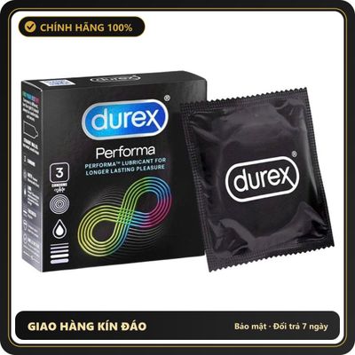 (Che Tên) Bao cao su Durex Perfoma chính hãng, cao cấp, kéo dài thời gian quan hệ - Hộp 3 bao ( Full VAT + tem phụ ) - Hàng Mới Về