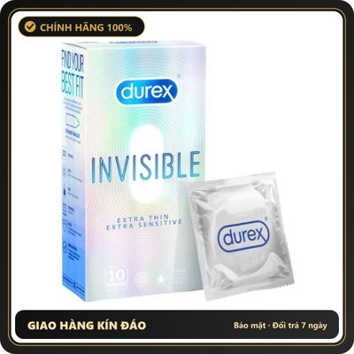 (Che Tên) Bao cao su Durex Invisible chính hãng, siêu mỏng 001 cảm giác chân thật - Hộp 12c ( Full VAT + tem phụ ) - Hàng Mới Về