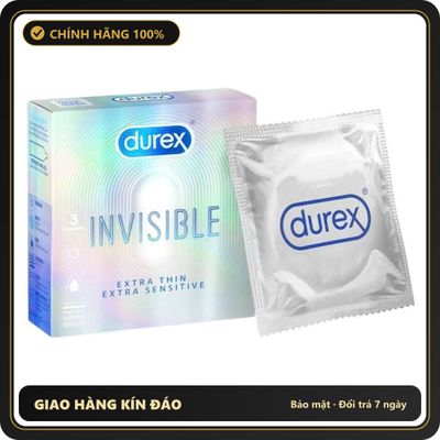 (Che Tên) Bao cao su Durex Invisible chính hãng, siêu mỏng 001 cảm giác chân thật - Hộp 3c ( Full VAT + tem phụ ) Giao Nhanh Toàn Quốc