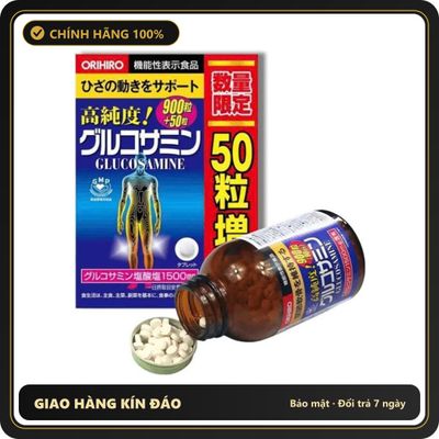 (Che Tên) Viên uống chính hãng Glucosamine Nhật Bản Orihiro 1500mg, 950 viên ( Full VAT + tem phụ ) Hộp Trắng Kín
