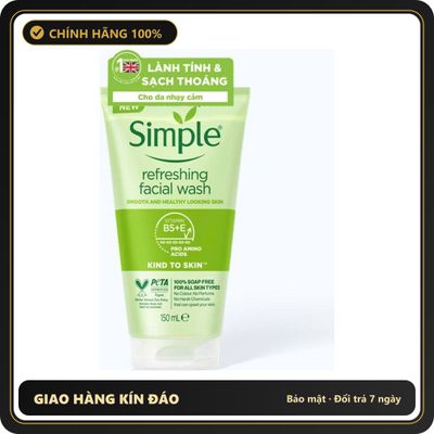 (Che Tên) Sữa rửa mặt Simple Refreshing Facial Wash Gel Anh 150ml ( Full VAT + tem phụ ) - Hàng Mới Về