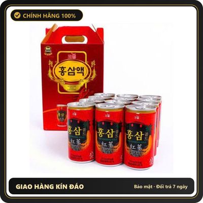 (Che Tên) Nước Hồng Sâm Hàn Quốc chính hãng Cowell Korean Red Ginseng Drink 12 lon x 175ml ( Full VAT + tem phụ ) Chuẩn Auth