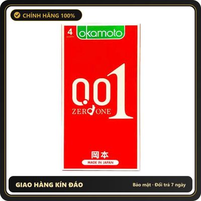 (Che Tên) Bao cao su Okamoto 001 thương hiệu Nhật Bản, siêu mỏng, chân thật Hộp Trắng Kín