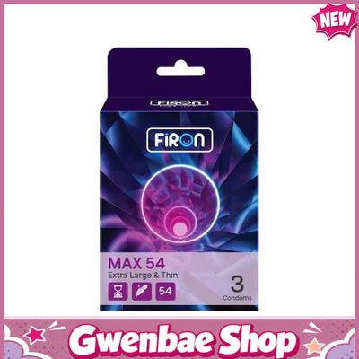 Bao cao su Firon Max 54 - Size 54mm, siêu mỏng, kéo dài thời gian - Hộp 3 cái - Gwen Shop Chính Hãng
