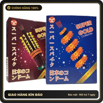 (Che Tên) Bao Cao Su Siêu Gai Râu Super Gold Hộp 2 Cái Chính Hãng Nhật Bản Bảo Mật Tuyệt Đối