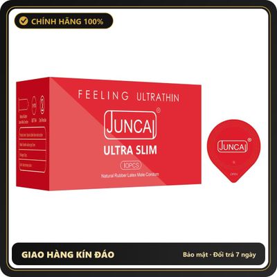 (Che Tên) Bao cao su Juncai Ultra Slim - Siêu mỏng 001- Trơn - Nhiều gel - Kéo dài thời gian - Hộp 10 bao Hộp Trắng Kín