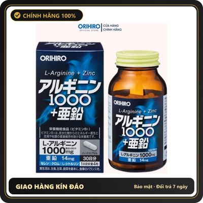 (Che Tên) Viên uống hỗ trợ tăng cường sinh lý nam giới L-Arginine 1000mg và Zinc Orihiro 120 viên Bảo Mật Tuyệt Đối