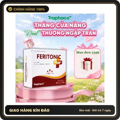 (Che Tên) TPBVSK Feritonic Plus+ Ống Uống Bổ Sung Sắt – Hỗ Trợ Giảm Nguy Cơ Thiếu Máu Hộp 20 Ống x 10ml Giao Nhanh Toàn Quốc