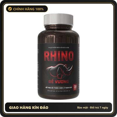 (Che Tên) RHINO ĐẾ VƯƠNG - Viên Uống Hỗ Trợ Sinh Lý Nam Giới, Bổ Thận Tráng Dương, Tăng Testosterone 30 Viên Cao Cấp Bảo Đảm