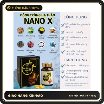 (Che Tên) [MUA 1 TẶNG 1] Đông trùng hạ thảo Nano X hỗ trợ sinh lý nam lọ 30 viên Cao Cấp Bảo Đảm