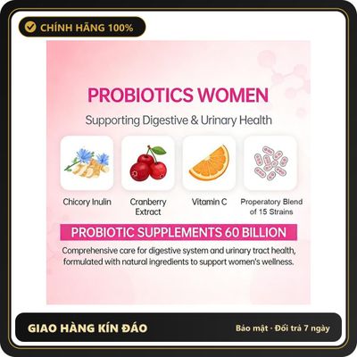 (Che Tên) SresXrefas Probiotics Women 60 Tỷ Lợi Khuẩn 15 Chủng Men Vi Sinh Nữ Hỗ Trợ Tiêu Hóa, Tăng Miễn Dịch Và Tiết Niệu Bảo Mật Tuyệt Đối