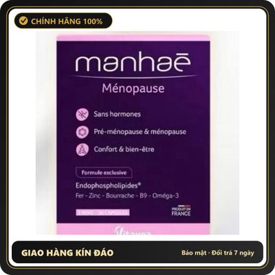 (Che Tên) Manhaé Ménopause (hộp 60 viên )– giảm bốc hỏa, ngủ ngon, cân bằng nội tiết tự nhiên, an toàn Chuẩn Auth
