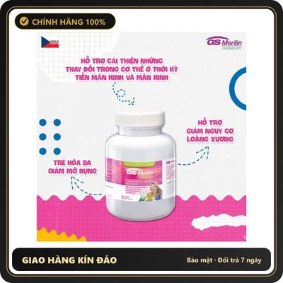 (Che Tên) GS MERILIN - Viên Uống Cải Thiện Sinh Lý Nữ. Liệu Pháp Không Hormon Chống Lão Hóa Sớm Điều Hòa kinh Nguyệt Ở Phụ nữ TMK Hộp Trắng Kín