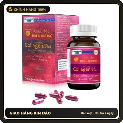 (Che Tên) Viên Uống Quốc Sắc Thiên Hương Collagen Plus - Bổ Sung Collagen, Giảm Lão Hóa (Hộp 60 Viên) Date 16/02/2027 Chuẩn Auth