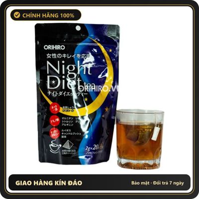 (Che Tên) Trà Giảm Cân Night Diet Tea Orihiro Nhật Bản 20 Gói Hộp Trắng Kín