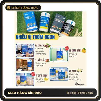(Che Tên) Sữa Hạt Dạng Bột Organic Protein Việt Nhật Hỗ Trợ Giảm Cân Thay Thế Bữa Ăn, Sữa Hạt Organic Protein Hương Vị Vani Cacao Cao Cấp Bảo Đảm