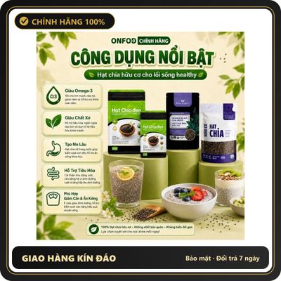 (Che Tên) Hạt chia đen chính hãng organic hữu cơ ONFOD hat chia úc giảm cân ăn kiêng eat clean healthy 200g Cao Cấp Bảo Đảm