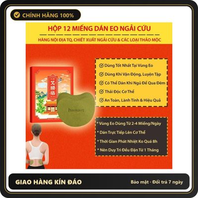 (Che Tên) Hộp 12 Miếng Dán Tan Mỡ Bụng Giảm Cân Ngải Cứu Detox Giảm Mỡ Eo Thon Gọn Hiệu Quả Tiện Lợi Chuẩn Auth
