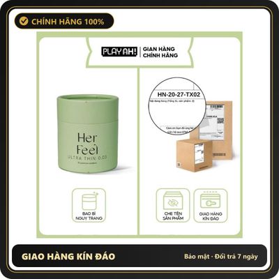 (Che Tên) Bao cao su PlayAh Her Feel Ultra Thin 0.03mm Hộp 3/10 Size 52mm Siêu Mỏng Nhiều Gel Cao Cấp 891187 - Hàng Mới Về