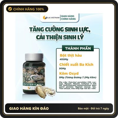 (Che Tên) Viên Uống Hàu UP Oyster Extra, Cải Thiện Sih Lý Lọ 30 Viên Hộp Trắng Kín